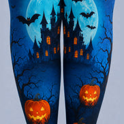 Blue Pantyhose Moon Haunted Castle Halloween Tights H67-21