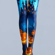 Blue Pantyhose Moon Haunted Castle Halloween Tights H67-21