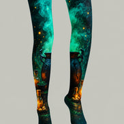 Green Smoke Witch Cauldron Halloween Tights H67-23