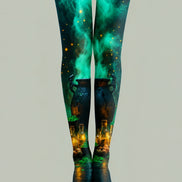Green Smoke Witch Cauldron Halloween Tights H67-23