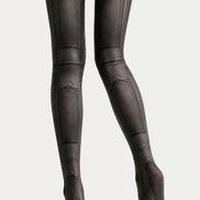 Black Vintage Victorian Panel Patterned Tights H67-25
