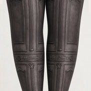 Black Vintage Victorian Panel Patterned Tights H67-25