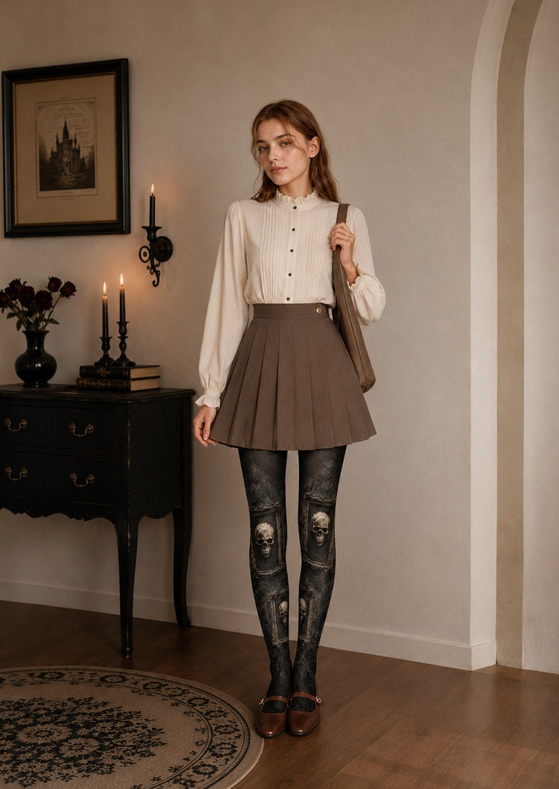 Gothic Skull Portrait Halloween Tights H67-26