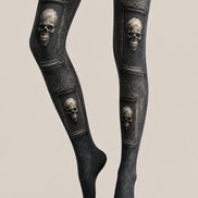 Gothic Skull Portrait Halloween Black Tights H67-26