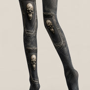 Gothic Skull Portrait Halloween Black Tights H67-26
