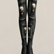 Gothic Skull Portrait Halloween Black Tights H67-26