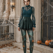 Dark Gothic Skull Candle Tights Halloween Pantyhose H67-3