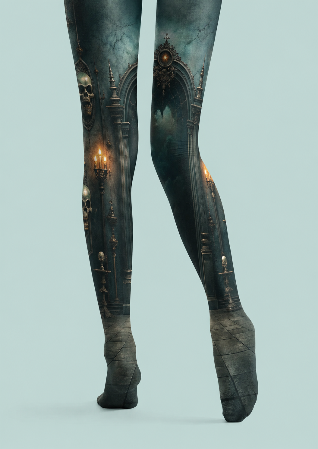 Dark Gothic Skull Candle Tights Halloween Pantyhose H67-3