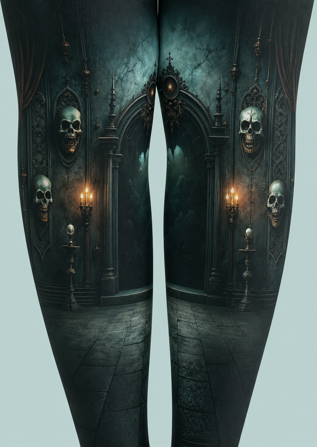 Dark Gothic Skull Candle Tights Halloween Pantyhose H67-3