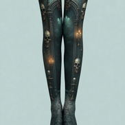Dark Gothic Skull Candle Tights Halloween Pantyhose H67-3