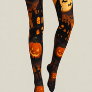 Moonlit Pumpkin Halloween Gothic Tights Hosiery H67-4