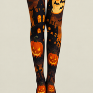 Moonlit Pumpkin Halloween Gothic Tights Hosiery H67-4