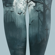 Moonlit Bat Forest Pantyhose Halloween Patterned Tights H67-5