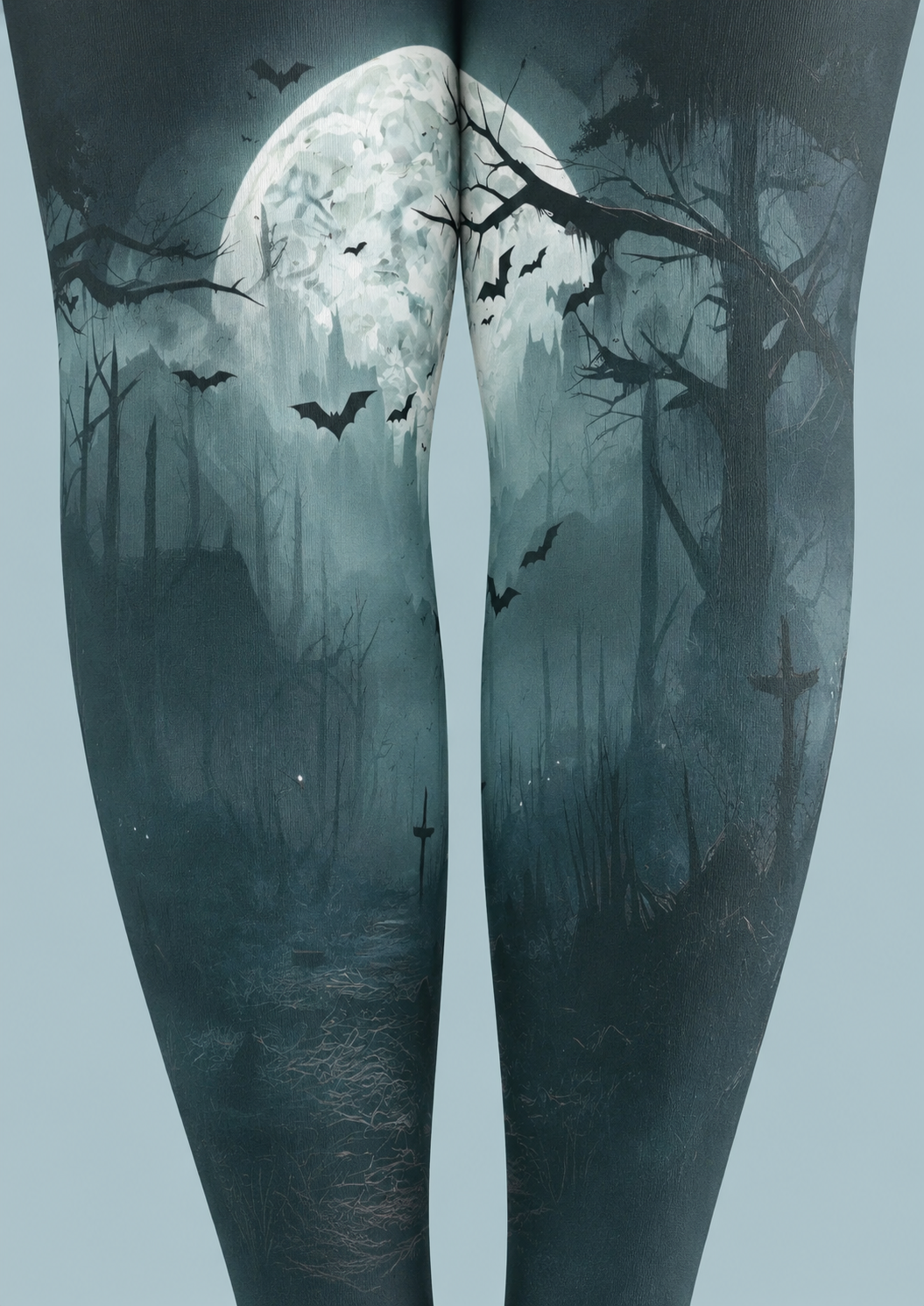 Moonlit Bat Forest Pantyhose Halloween Patterned Tights H67-5