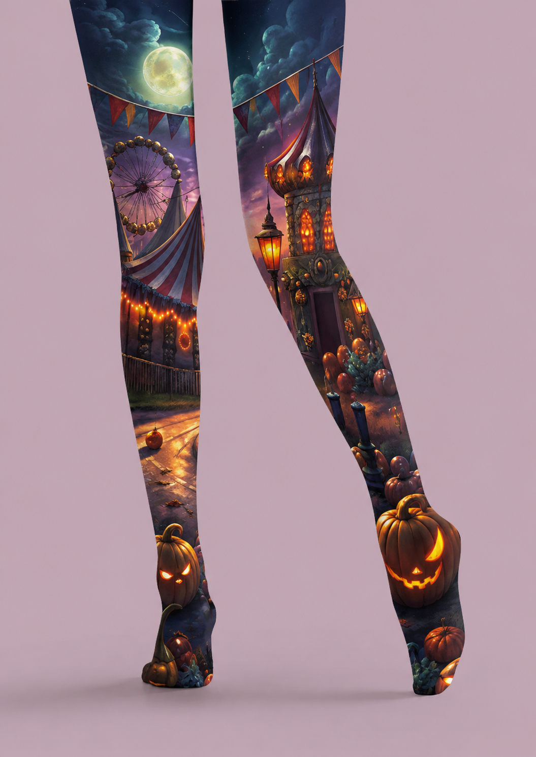 Moonlit Halloween Carnival Pumpkin Pantyhose Patterned Tights H67-7