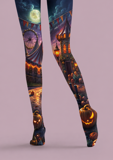 Moonlit Halloween Carnival Pumpkin Pantyhose Patterned Tights H67-7