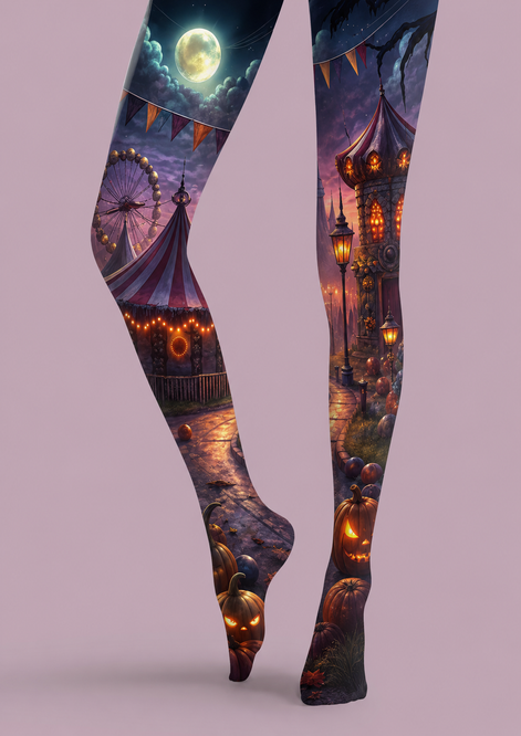 Moonlit Halloween Carnival Pumpkin Pantyhose Patterned Tights H67-7