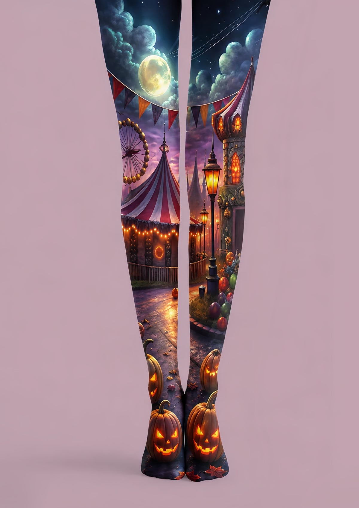 Moonlit Halloween Carnival Pumpkin Pantyhose Patterned Tights H67-7