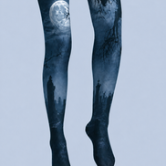 Moonlit Graveyard Halloween Tights Pantyhose H67-9