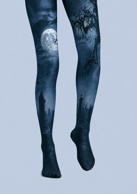 Moonlit Graveyard Halloween Tights Pantyhose H67-9