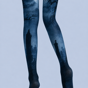 Moonlit Graveyard Halloween Tights Pantyhose H67-9