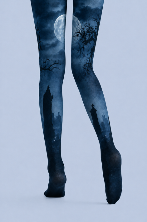 Moonlit Graveyard Halloween Tights Pantyhose H67-9