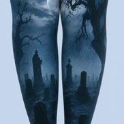 Moonlit Graveyard Halloween Tights Pantyhose H67-9