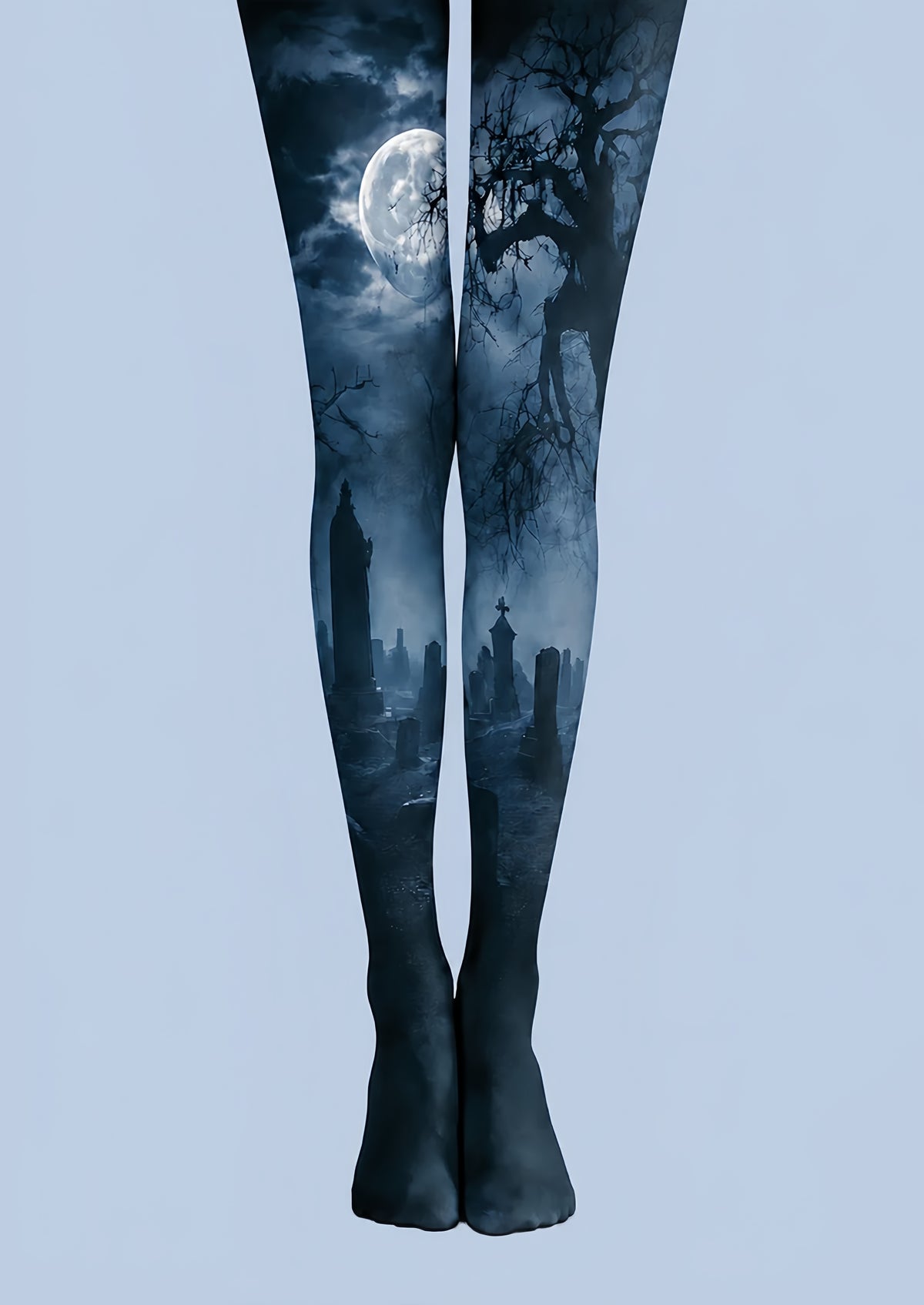 Moonlit Graveyard Halloween Tights Pantyhose H67-9