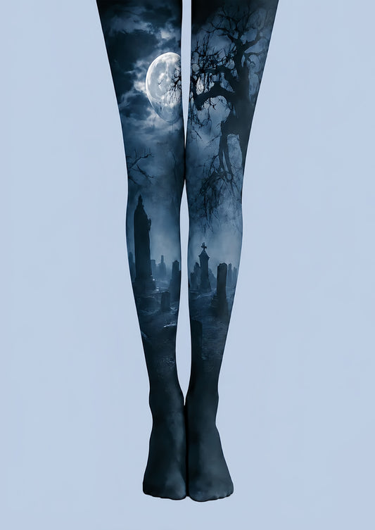 Gothic Halloween Tights Dark Graveyard Pattern Pantyhose Costume H67-9