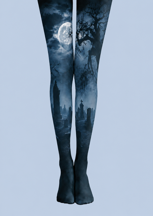 Gothic Halloween Tights Dark Graveyard Pattern Pantyhose Costume H67-9