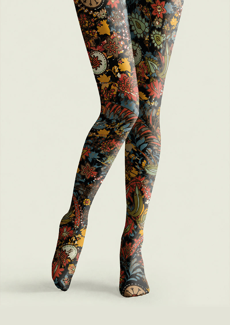 Retro Boho Floral Patterned Tights Fashion Pantyhose H68-1