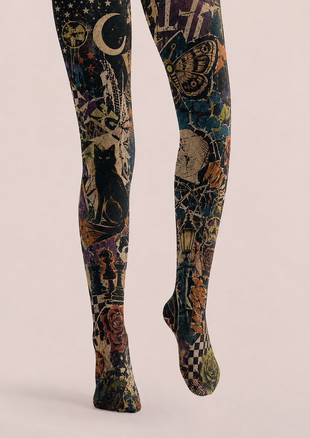 Dark Academia Graphic Tights Pantyhose H68-101