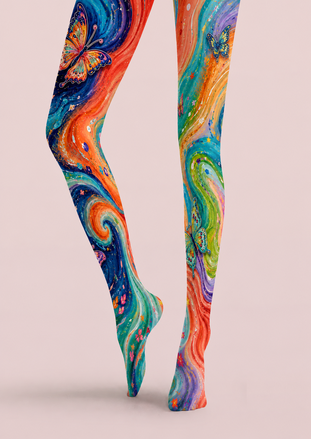 Abstract Butterfly Swirl Tights Hosiery Pantyhose H68-102