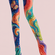 Abstract Butterfly Swirl Tights Hosiery Pantyhose H68-102