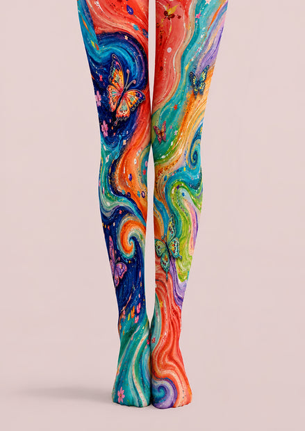 Abstract Butterfly Swirl Tights Hosiery Pantyhose H68-102