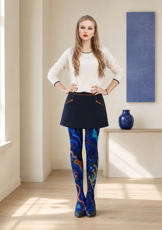 Art Fluid Psychedelic Printed Tights Pantyhose H68-103