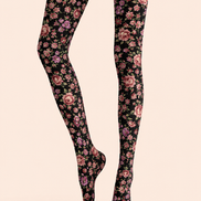 Romantic Floral Print Tights Elegant Flower Hosiery H68-105