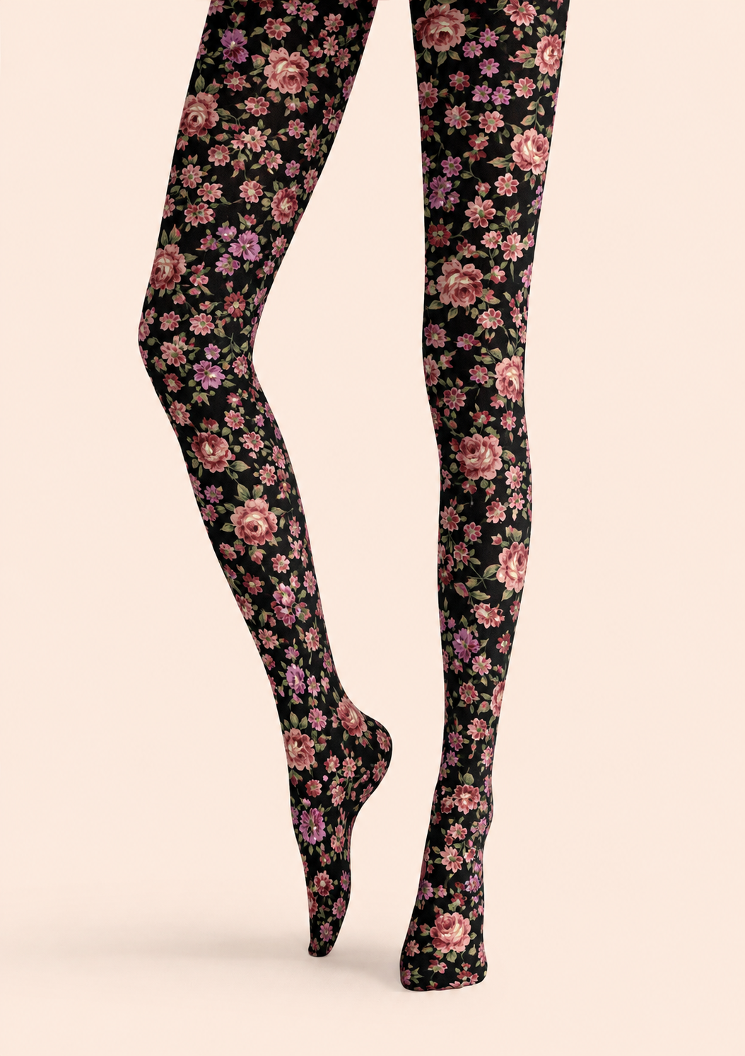 Romantic Floral Print Tights Elegant Flower Hosiery H68-105