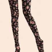 Romantic Floral Print Tights Elegant Flower Hosiery H68-105