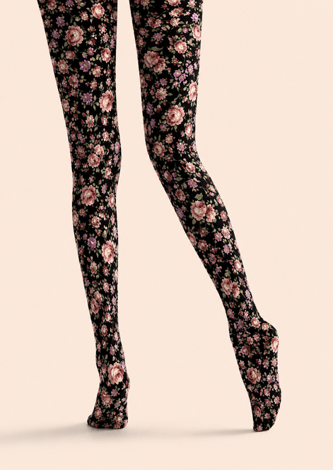 Romantic Floral Print Tights Elegant Flower Hosiery H68-105