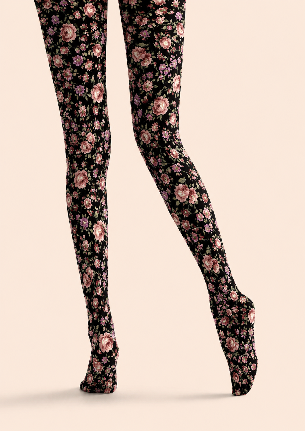 Romantic Floral Print Tights Elegant Flower Hosiery H68-105