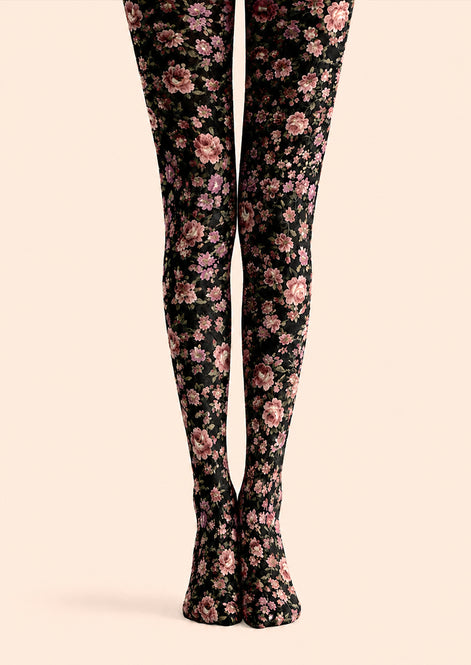 Romantic Floral Print Tights Elegant Flower Hosiery H68-105
