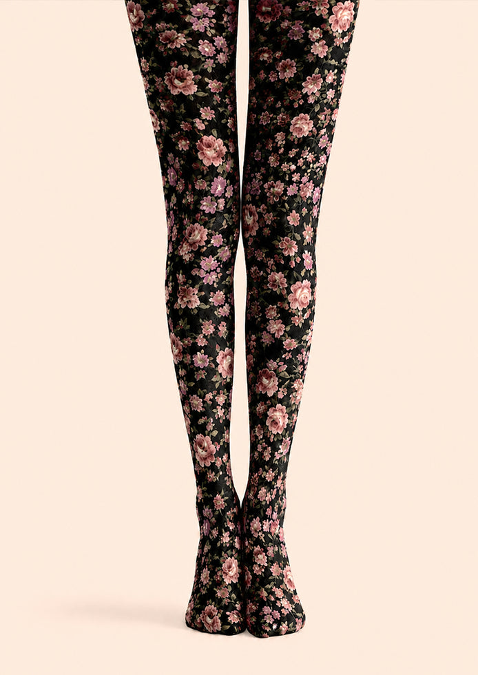 Romantic Floral Print Tights Elegant Flower Hosiery H68-105