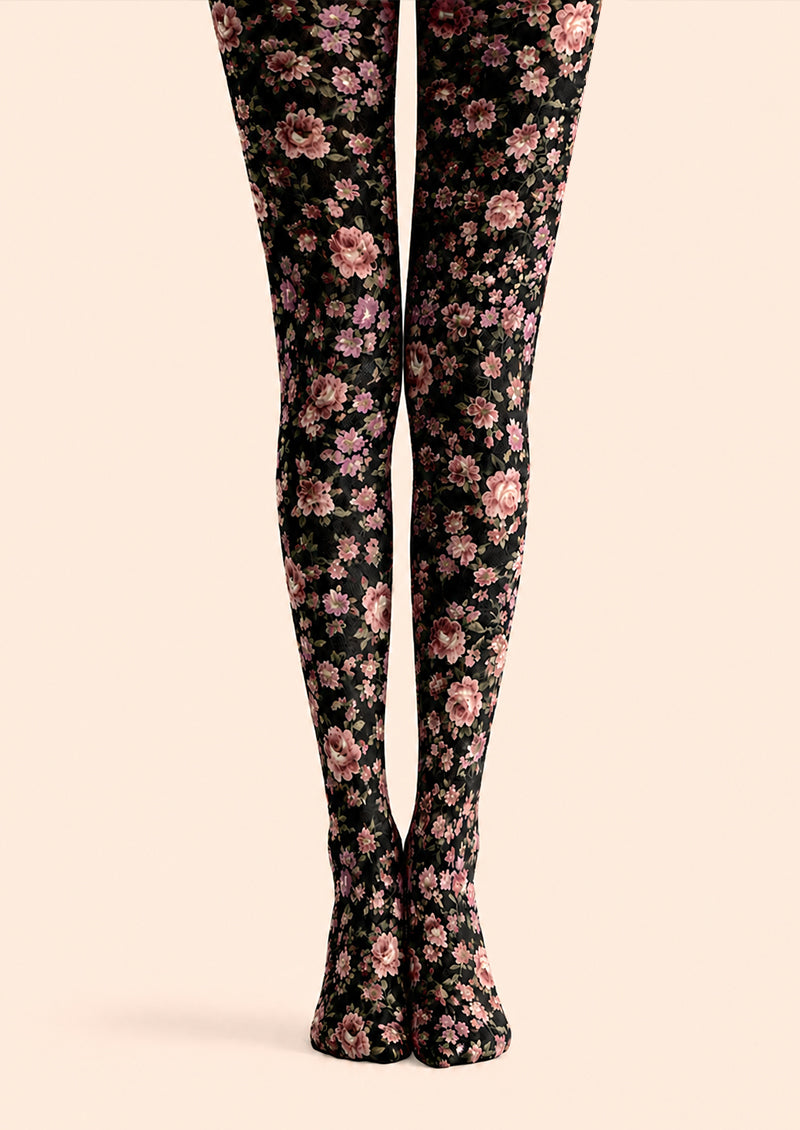 Romantic Floral Print Tights Elegant Flower Hosiery H68-105