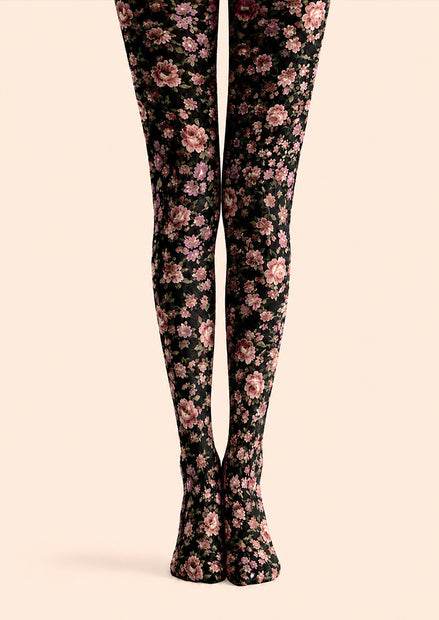 Romantic Floral Print Tights Elegant Flower Hosiery H68-105