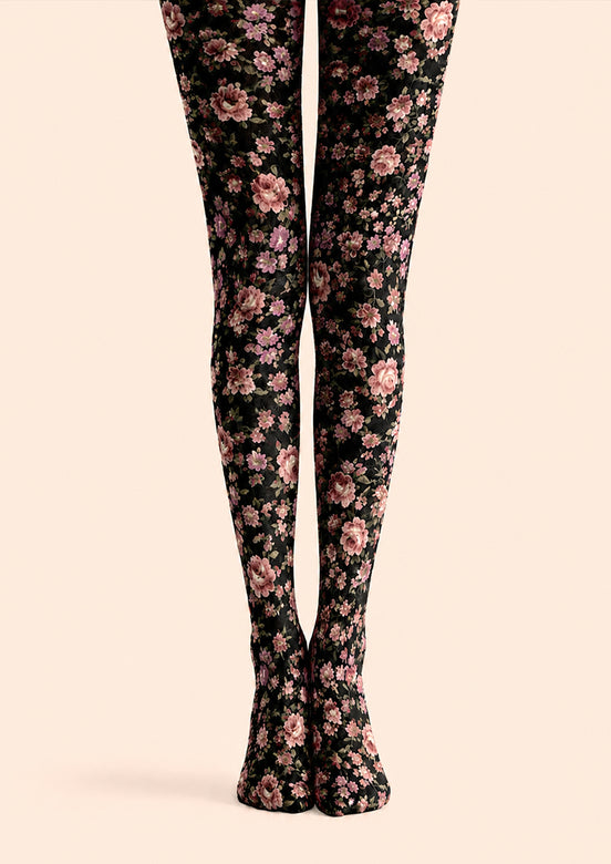 Romantic Floral Print Tights Elegant Flower Hosiery H68-105