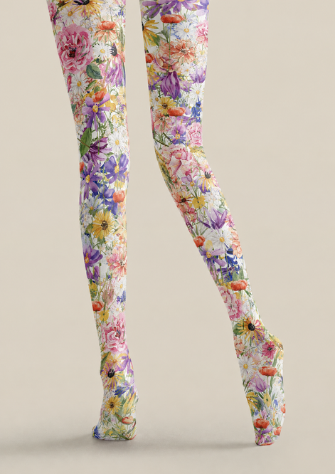 Monet Garden Floral Tights Hosiery Pantyhose H68-106