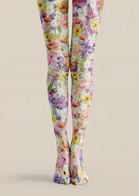 Monet Garden Floral Tights Hosiery Pantyhose H68-106