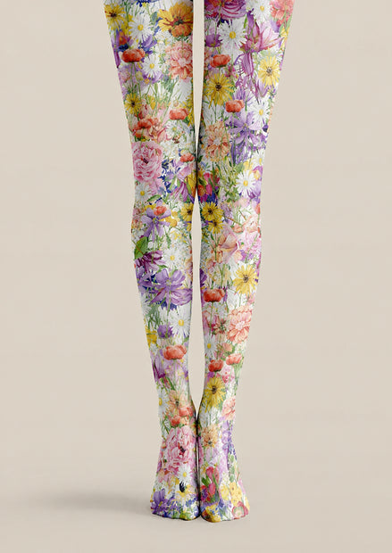 Monet Garden Floral Tights Hosiery Pantyhose H68-106