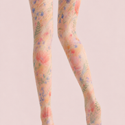 Pastel Bloom Floral Tights Hosiery Pantyhose H68-107